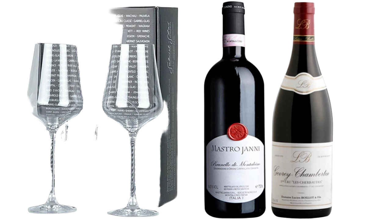 Премиум-красные с бокалами. Сет в подарочной упаковке